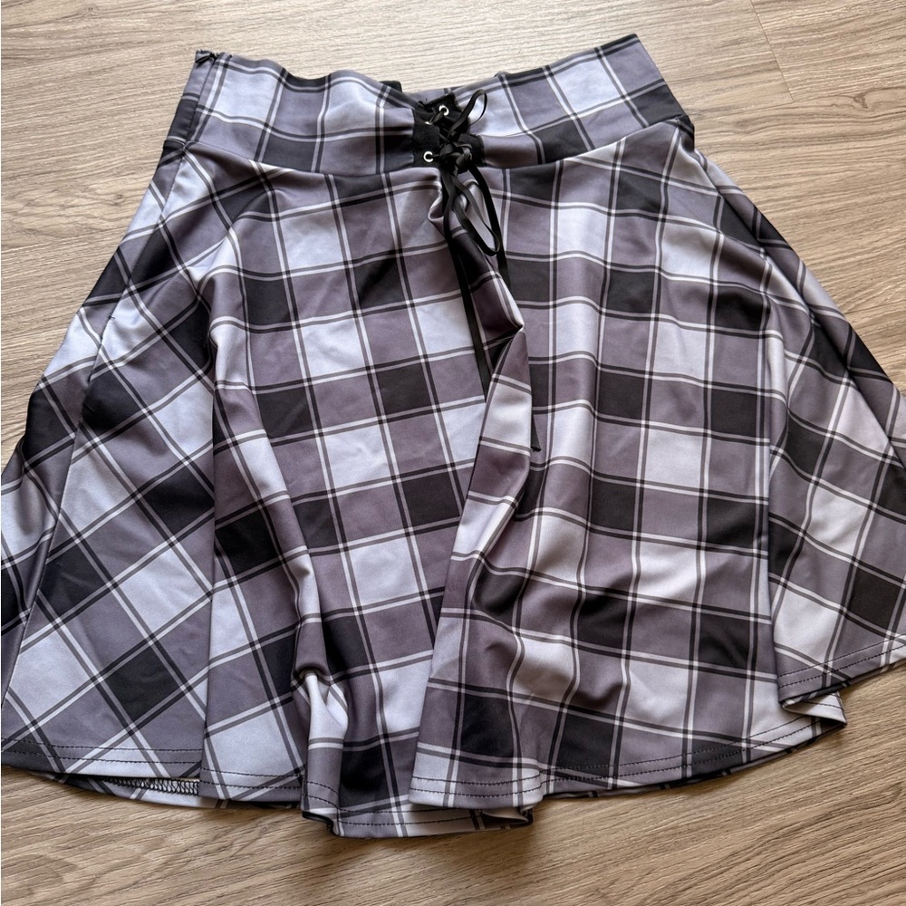 Plaid Black and Gray Women's Skirt